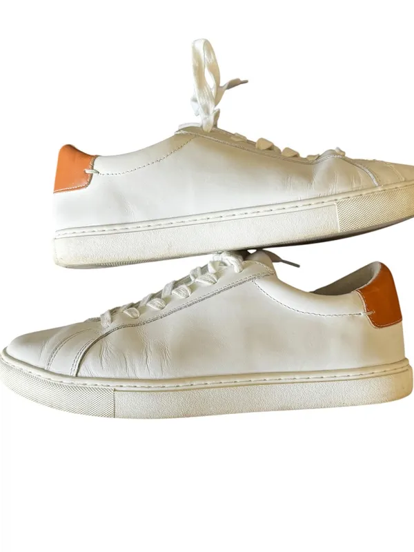 J.McLaughlin - Angelique White Leather Lace-Up Sneakers Tan Accent Sz 9M - Image 6