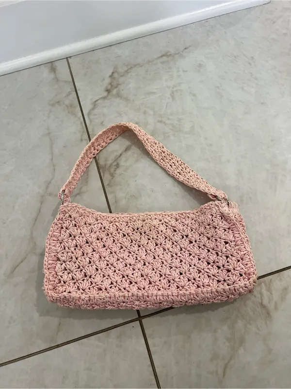 Urban Outfitters Pink Penny Crochet Baguette Bag - Image 2
