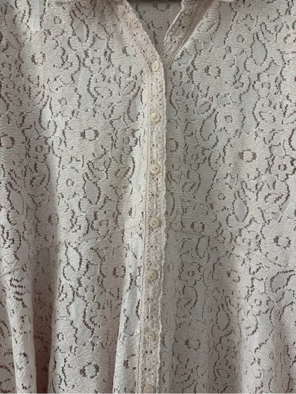 Free People Heather Lace Boho Romantic Long Sleeve Tunic Champagne Dream M - Image 5