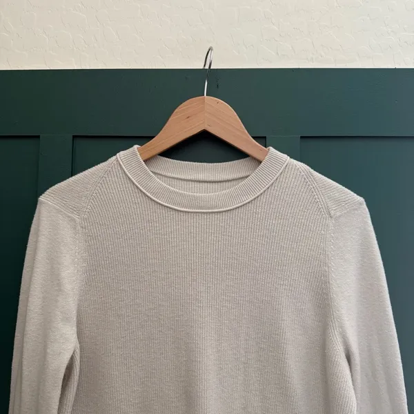 Lululemon Take It All In Cotton-Blend Crewneck Sweater White Opal Ribbed - Image 4
