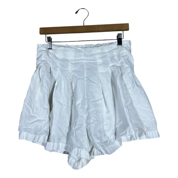 Free People Miki Skort Pleated Mini Ivory Boho High Rise 100% Cotton Size L - Image 2