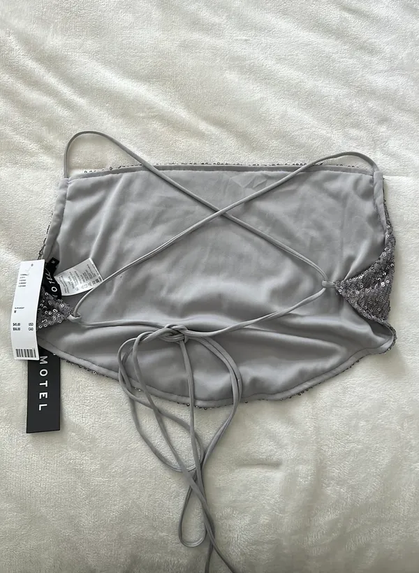 Motel Sequin Backless Crop Top - Image 2