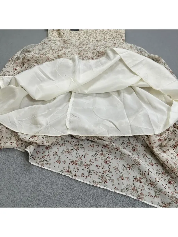 S.DEER Floral Smocked Maxi Dress Women’s Small NWT Cream Cottagecore Ruffle - Image 7