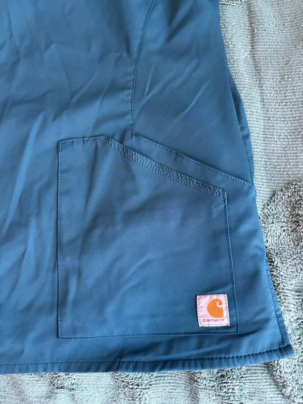 Caribbean Blue Carhartt Scrub Top - Image 4