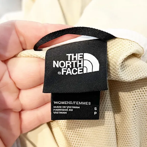 The North Face Anorak Windbreaker Pullover Jacket Tan Beige White Small - Image 3