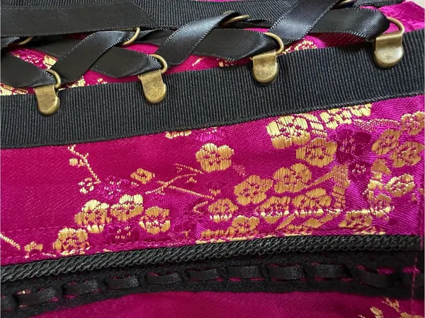 Tripp NYC Hot Topic Y2K Deadstock Brocade Magenta Corset Top NEW Medium - Image 8