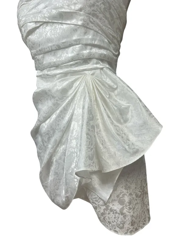 Ronny Kobo June Floral Jacquard Draped Mini Dress in White Size Small Bridal - Image 4