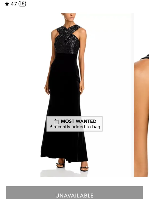 Eliza J Black Sequin Velvet Mermaid Dress - Image 4