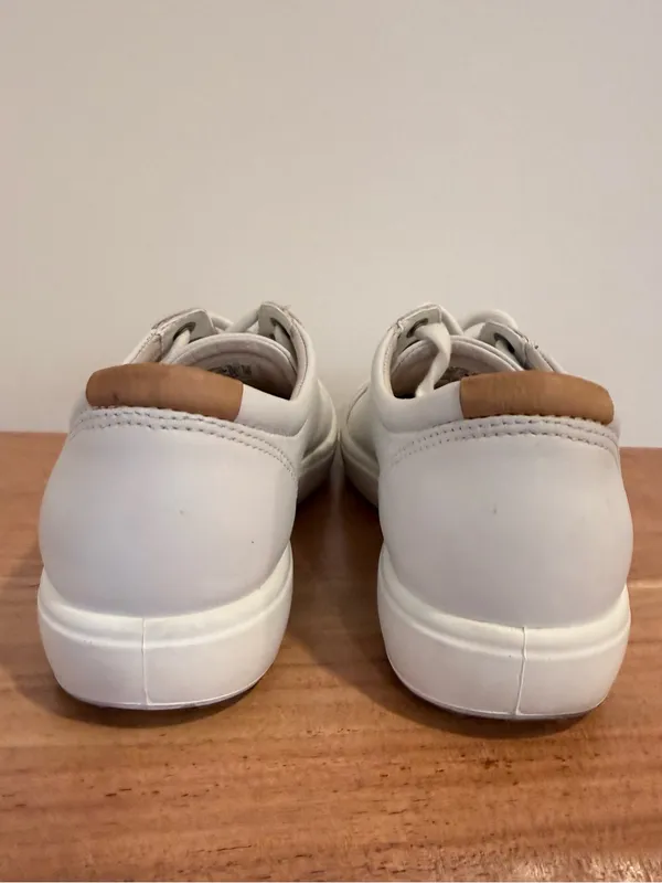 ECCO Soft 7 White Leather Lace Up Sneakers Size 6 - 6.5 - Image 6
