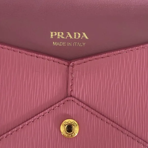 Prada Vitello Pink Envelope Clutch Wallet with Gold Embossed Hardware - Image 9