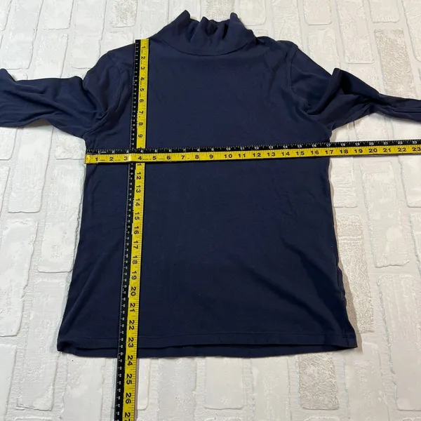 J Crew Tissue Crepe Turtleneck Top Womens L‎ Navy Long Sleeve Minimalist Preppy - Image 2