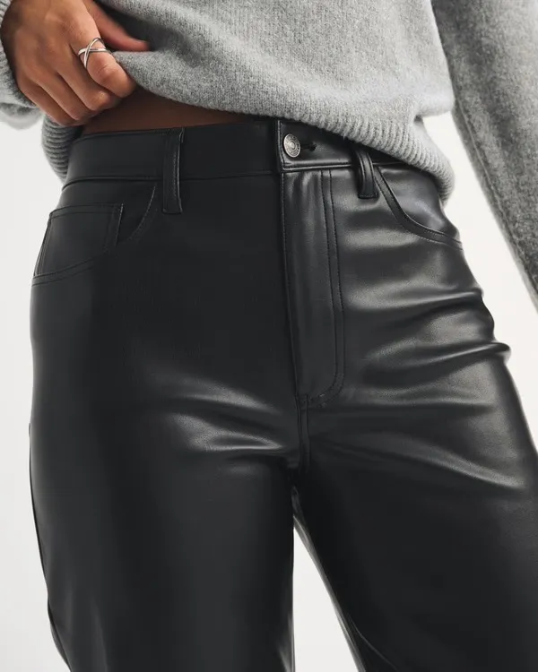 Abercrombie Curve Love ‘90s Straight Ultra High Rise Vegan Leather Pant - Image 5
