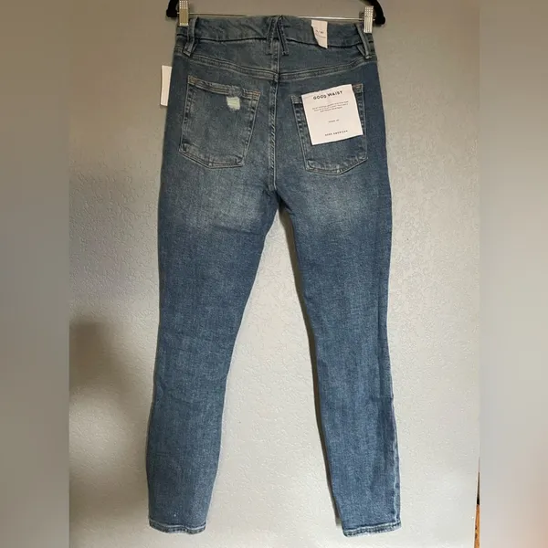 NWT Good American Good Waist Skinny Jeans Distressed Blue Wash Indigo144 Size 10 - Image 9
