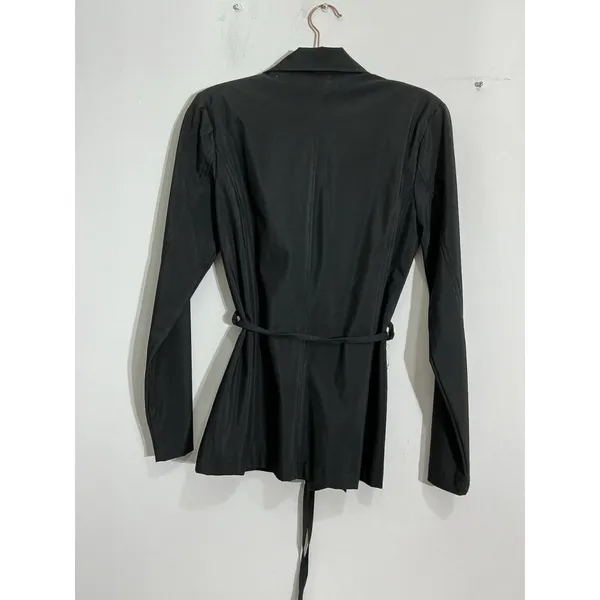 Womans Helium Outerwear Black Button Down Trench Coat Small - Image 2