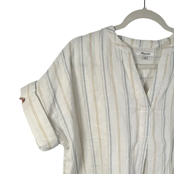 Madewell Lakeline Popover Shirt Schulner‎ Stripe Coastal 100% Cotton Womens XS - Image 3