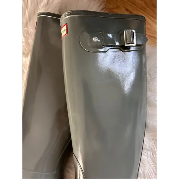 Hunter Original Tall Gloss Women's Rain Boots Gray size 8 - Image 7