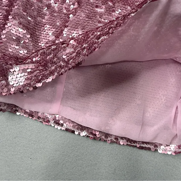 BuddyLove Sugar Pink Sequin 2 Piece Crop Top Mini Skirt Set XS NWT - Image 3