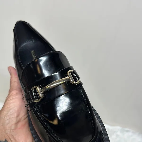 Madden Girl Ambrosee Black Loafers with Gold Accents - Image 6