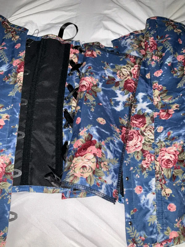 Beautiful Blue & Pink Floral corset L - Image 4
