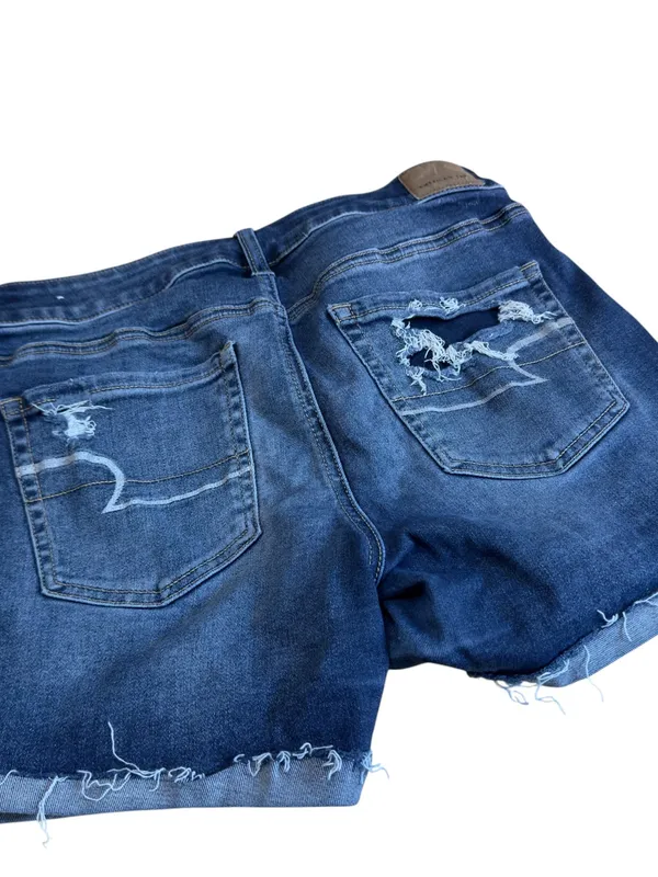 American Eagle Next Level Stretch Distressed Denim Shorts Womens 8 High Rise EUC - Image 11