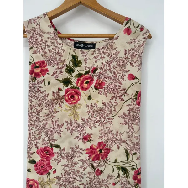 Vintage Sag Harbor Maxi Dress 12 Floral Tie Back Cottagecore 90s Modest Flowy - Image 2