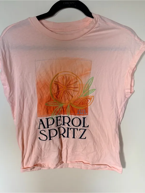 Anthropologie aperol spritz graphic tee pink XXS - Image 2