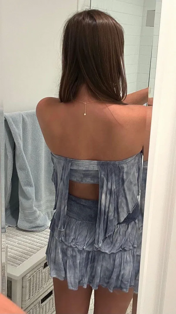 Blue Strapless Tie Dye Romper - Image 2