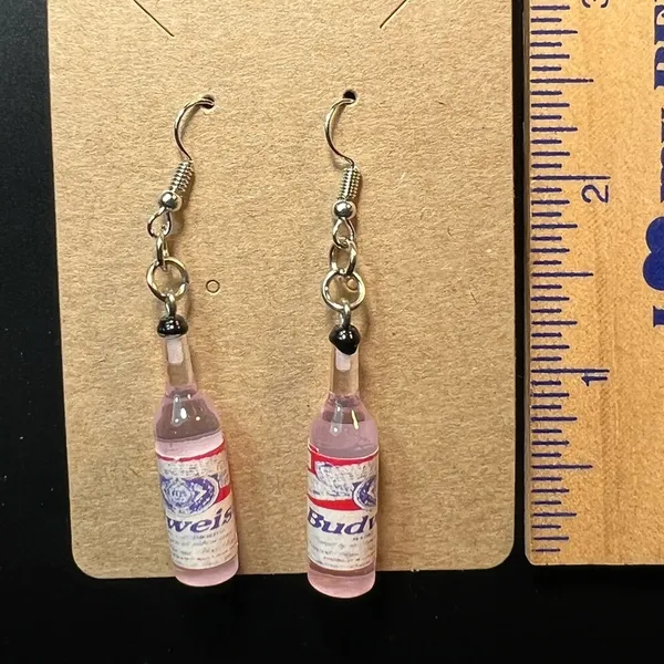 Budweiser Bottle Charm Dangle Earrings New - Image 2
