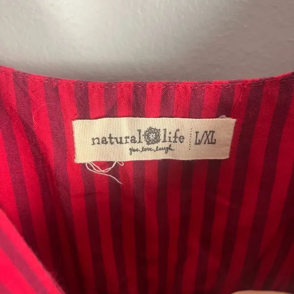 Natural life red and pink midi striped dress size l/xl - Image 3