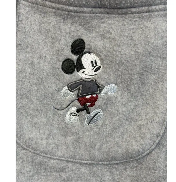 Disney Store Fleece Jacket Womens L Light Gray Mickie & Minnie Button Disneyland - Image 4