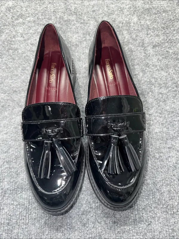 Franco Sarto Lucia Black Patent Tassel Loafers - Image 3