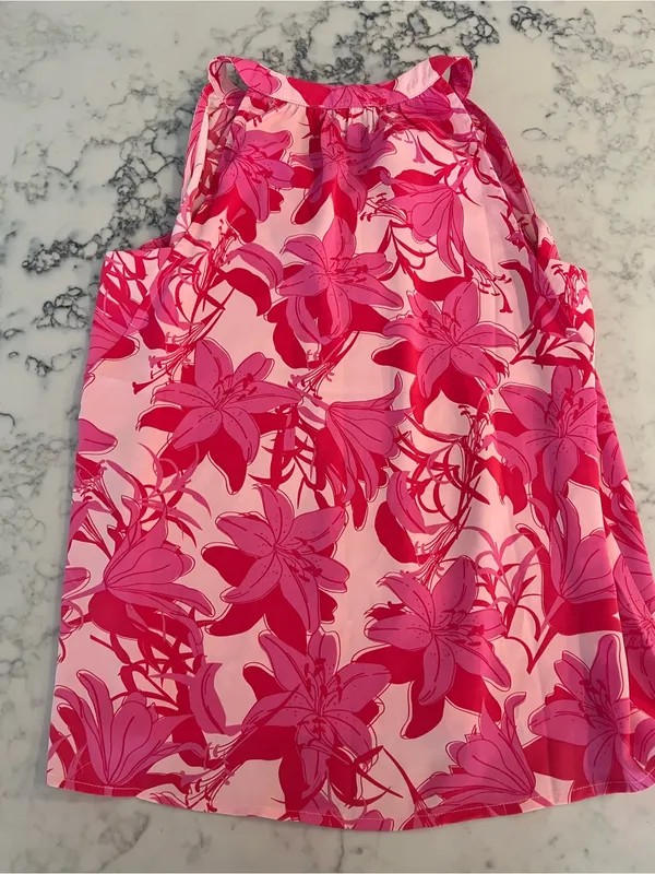 THML Women’s Small Pink Floral Sleeveless Top New - Image 2