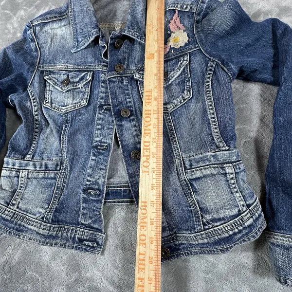 Vintage Guess Jeans Denim Trucker Jacket Women Large 90s Embroidered Y2K Retro - Image 8