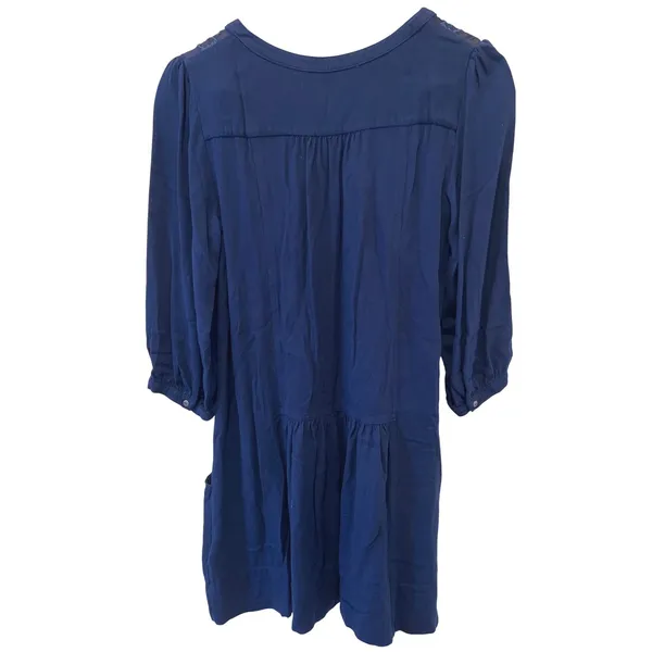 Anthropologie Dubois‎ Embroidered Tunic Dress Navy Size 8 EUC - Image 6
