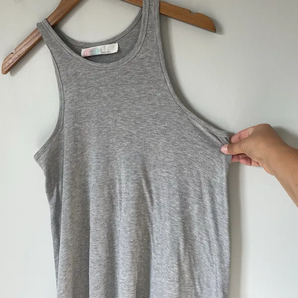 Free People Beach Ribbed Basic Mini Dress Sleeveless Gray Women's Size Small - Image 5