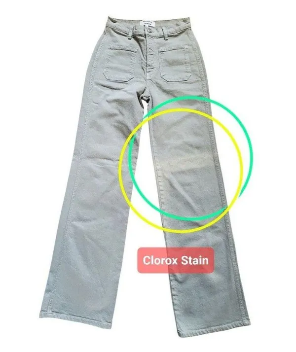 REFORMATION Pants Women 26 Alyssa High Rise Wide Leg Jean Green FLAW STAINED - Image 2