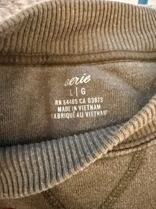 Aerie Vintage Look Olive Green Crewneck Sweatshirt Size L - Image 4