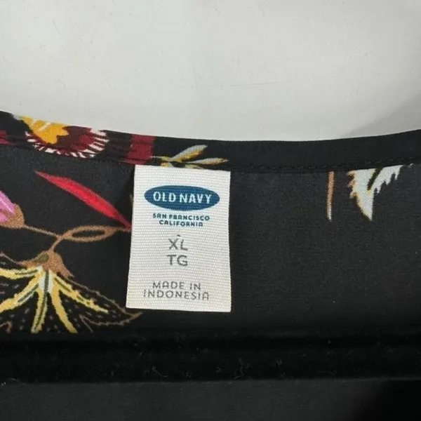 Old Navy Womens Floral Long Sleeve Velvet Trim Peasant Swing Dress Black Size XL - Image 4