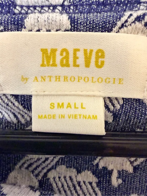 Maeve Anthropologie Blue Knit Rain Cloud Umbrella Knit Tie Neck Tank Top - Image 5