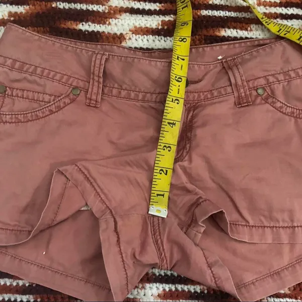 Y2K 2000s Mudd Micro Mini Baddie Hot Girl Low Rise Khaki Pinkish Brown Booty Shorts #fairy #grunge #gorpcore Size 7/8/M-Measurement in pics - Image 6