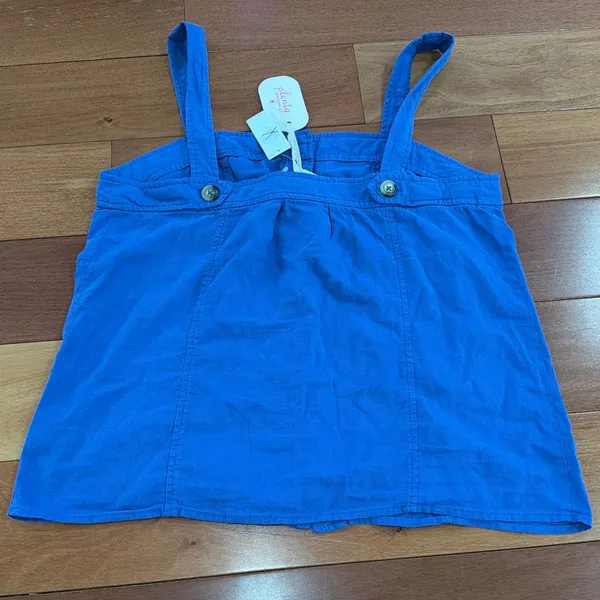 NWT Maeve Anthropologie Tank Top Womens Blue Linen Blend Button Front S - Image 4