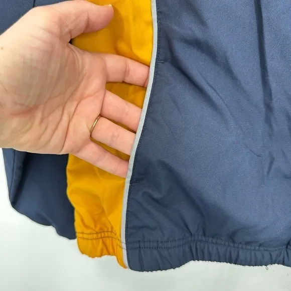 Champion Navy Pullover Windbreaker‎ Jacket V-Neck Yellow Trim Size S Gorpcore - Image 5