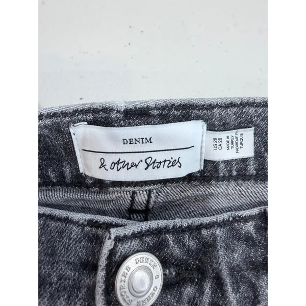 Denim & Other Stories Light Black Wash Straight Leg Jeans US 28 High Rise‎ Denim - Image 2