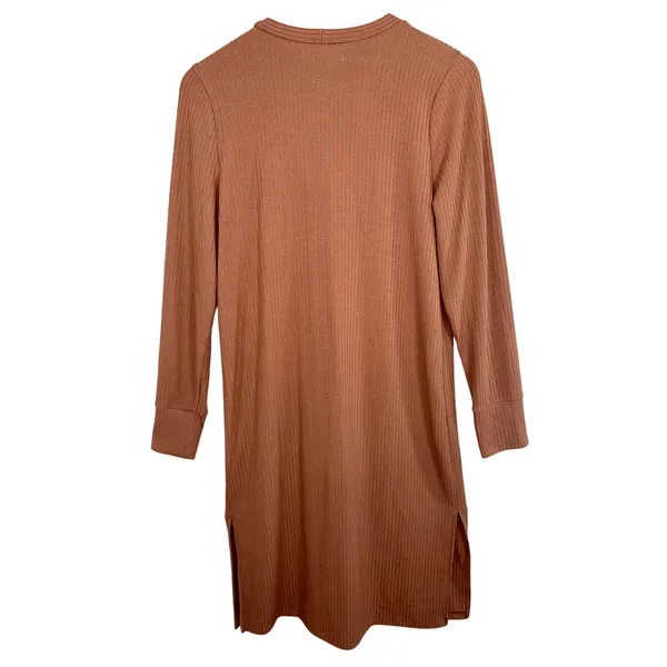 Abercrombie & Fitch Brown Tan Ribbed Knit V-Neck Cardigan Sweater Womens Size L - Image 2