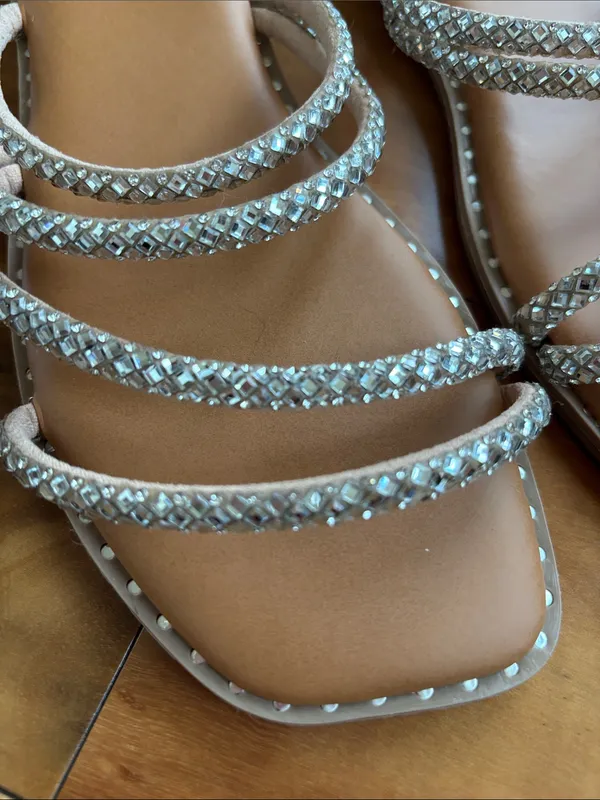 Rhinestone sandals Tan Size 9 - Image 2