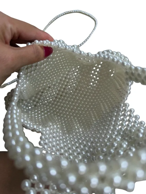 PEARL Beaded Mini Crossbody Bag w/ Detachable Chain - Image 2
