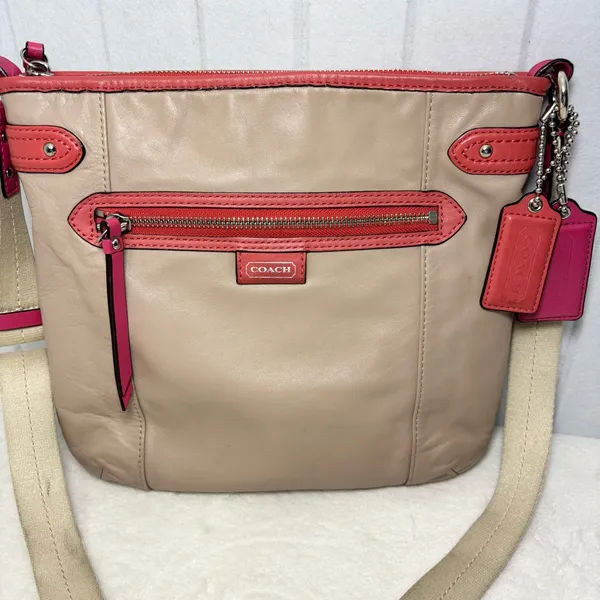 Coach‎ Vintage Daisy Spectator Tan Orange Pink Crossbody Bag - Image 2