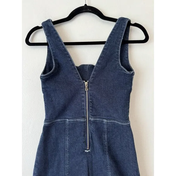 Tiger Mist Blue Denim Square Neck Sleeveless Sheath Mini Dress Size XS - Image 6