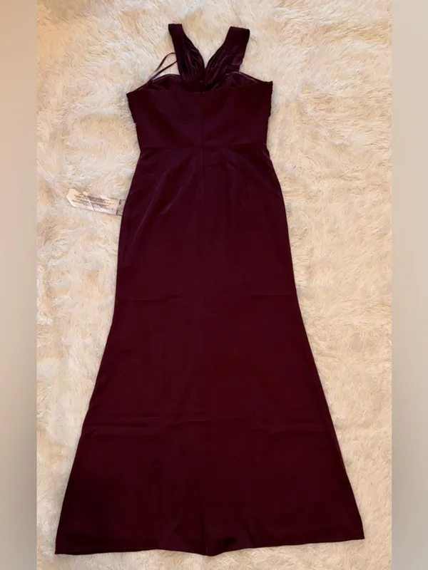 NEW Dress The Population Rosalia Sleeveless Dark Cherry burgundy Satin Gown Sz L - Image 8