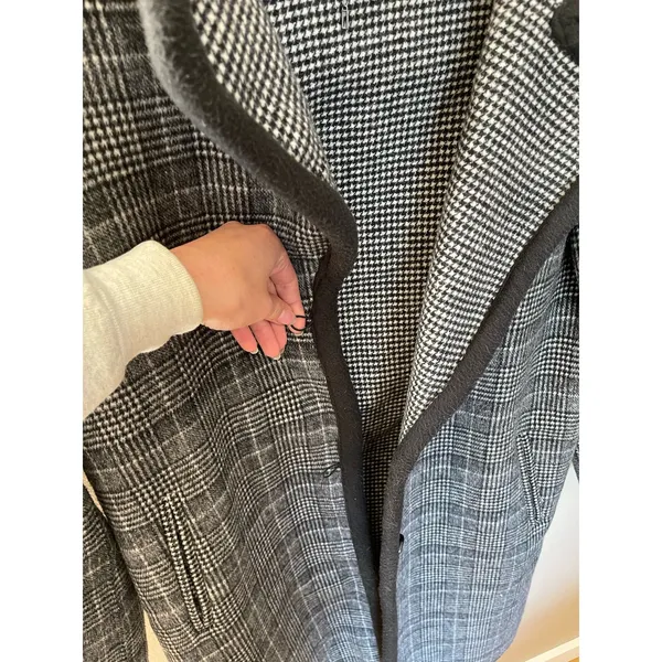 Bernardo Plaid | Houndstooth Wool Trench Coat Womens M - Image 7